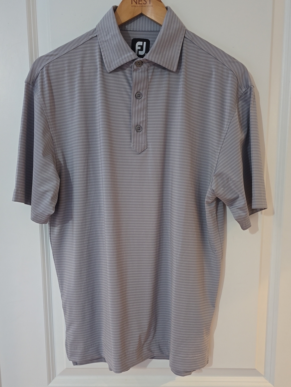 FootJoy Men’s Light Gray Thin-Striped Performance Polo